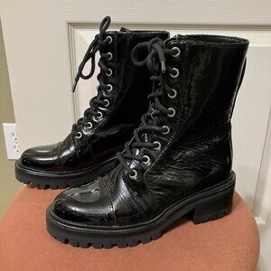 PAIGE Boots MOTO Combat PATENT LEATHER Black - Sz 5 NEW!